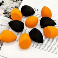 12 Pieces Professional Makeup Sponge Set,Latex Free Flawless Soft Setting Face Puffs,Makeup Blending Sponge Cosmetic Applicator for Powder,Liquid,Facial Makeup Tools 12Pcs Black+Orange