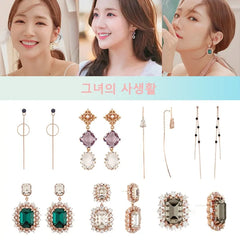 MENGJIQIAO 2019 Korean TV Star Crystal Tassel Drop Earrings for Women Party Jewelry