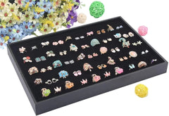 100 Slots Jewelry Ring Display Organizer Tray Holder Earrings Storage Box Case