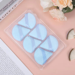 Pimoys 6 Pieces Powder Puff Face Soft Triangle Makeup Puff for Loose Powder Setting Powder, Velour Makeup Blender Sponge Set Beauty Makeup Tool, Blue