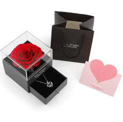 Acrylic Preserved Rose Jewelry Gift Box