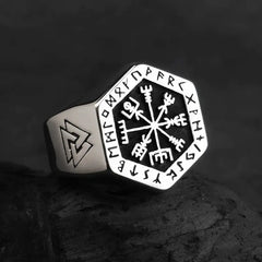 Nordic Style Retro Compass Ring: Stylish Unisex Party Jewelry