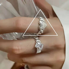 Crystal Heart Open Rings