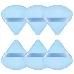 Pimoys 6 Pieces Powder Puff Face Soft Triangle Makeup Puff for Loose Powder Setting Powder, Velour Makeup Blender Sponge Set Beauty Makeup Tool, Blue