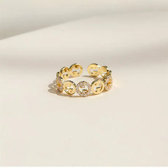 2023  Plated Trendy Light Luxury Adjustable Ring Women&#39;s Niche Design Word Fashion Personality Index Finger Ring Jewelry