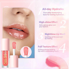 LANGMANNI Lip Oil,No-Sticky Gloss Lip Balm Lip Care,Fruit Flavoured Lip Oil For Dry Lip's Moisturizing Hydrating And Nourishing (Strawberry+Coco) (Strawberry+Coco)