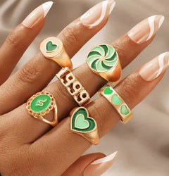 Vintage Embrace Hands Rings Set