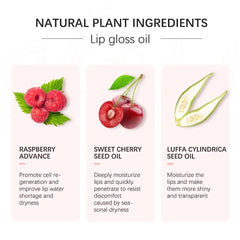 Hydrating Lip Glow Oil, Plumping Lip Gloss, Moisturizing Lip Oil Gloss, Transparent Moisturizing Lip Balm, Natural Lip Plumper, Lip Plumper Gloss Make Lips Fuller and Moisturizing (2pcs Cherry) 2pcs Cherry