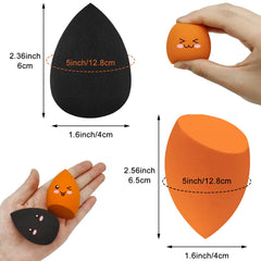 12 Pieces Professional Makeup Sponge Set,Latex Free Flawless Soft Setting Face Puffs,Makeup Blending Sponge Cosmetic Applicator for Powder,Liquid,Facial Makeup Tools 12Pcs Black+Orange