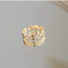 2023  Plated Trendy Light Luxury Adjustable Ring Women&#39;s Niche Design Word Fashion Personality Index Finger Ring Jewelry