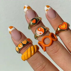 Vintage Embrace Hands Rings Set