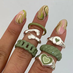 Vintage Embrace Hands Rings Set