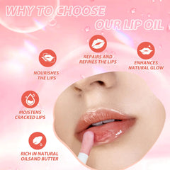 LANGMANNI Lip Oil,No-Sticky Gloss Lip Balm Lip Care,Fruit Flavoured Lip Oil For Dry Lip's Moisturizing Hydrating And Nourishing (Strawberry+Coco) (Strawberry+Coco)