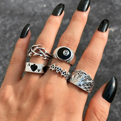 Gothic Chain Rings Set