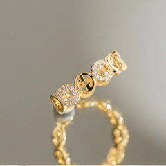 2023  Plated Trendy Light Luxury Adjustable Ring Women&#39;s Niche Design Word Fashion Personality Index Finger Ring Jewelry