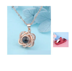 Metal Rose Jewelry Gift Box Necklace