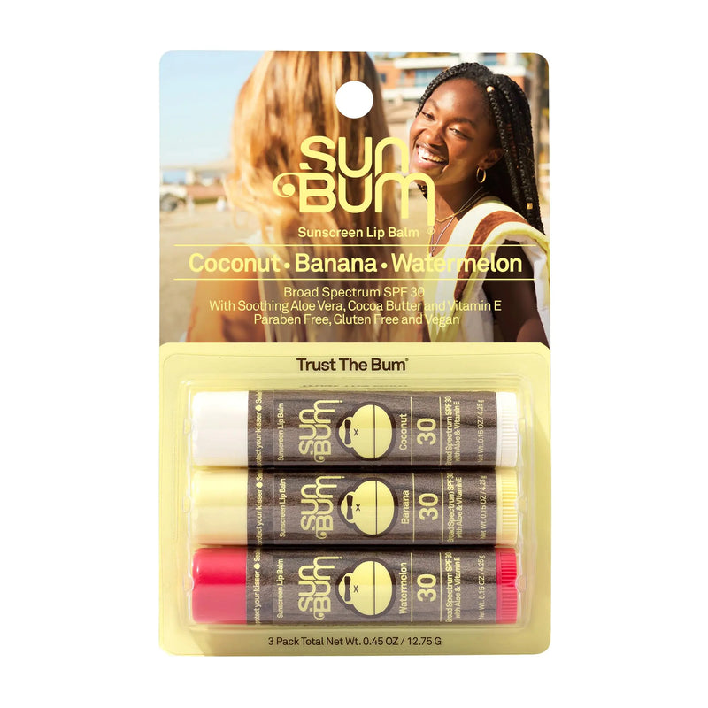 Sun Bum SPF 30 Sunscreen Lip Balm | Vegan and Cruelty Free Broad Spectrum UVA/UVB Lip Care with Aloe and Vitamin E for Moisturized Lips | Variety Pack |.15 oz 3 Pack 0.05 Ounce (Pack of 3)