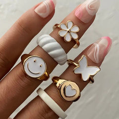 Vintage Embrace Hands Rings Set