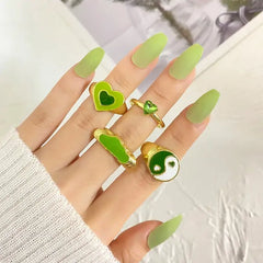 Vintage Embrace Hands Rings Set