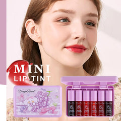 6 Colors Grapes Lip Tint Stain Set, Korean Velvet Lip Stain Watery Lip Stain Tint Moisturizing Mini Liquid Lipstick Set, Long Wearing, Non-Stick Cup, Waterproof, High Pigment, Lip Tint Makeup Grape