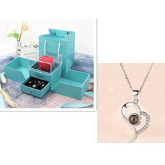 Metal Rose Jewelry Gift Box Necklace